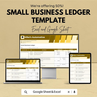 Small Business Ledger Template | Accounting Ledger Spreadsheet | Bookkeeping Tracker | Income Expense Tracker Sheet