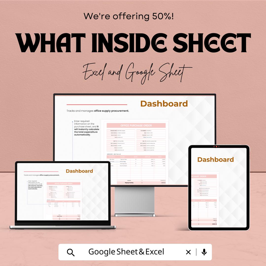 Office Purchase Order Template | Supplier Order Sheet | Google Sheets & Excel | Small Business Procurement Template
