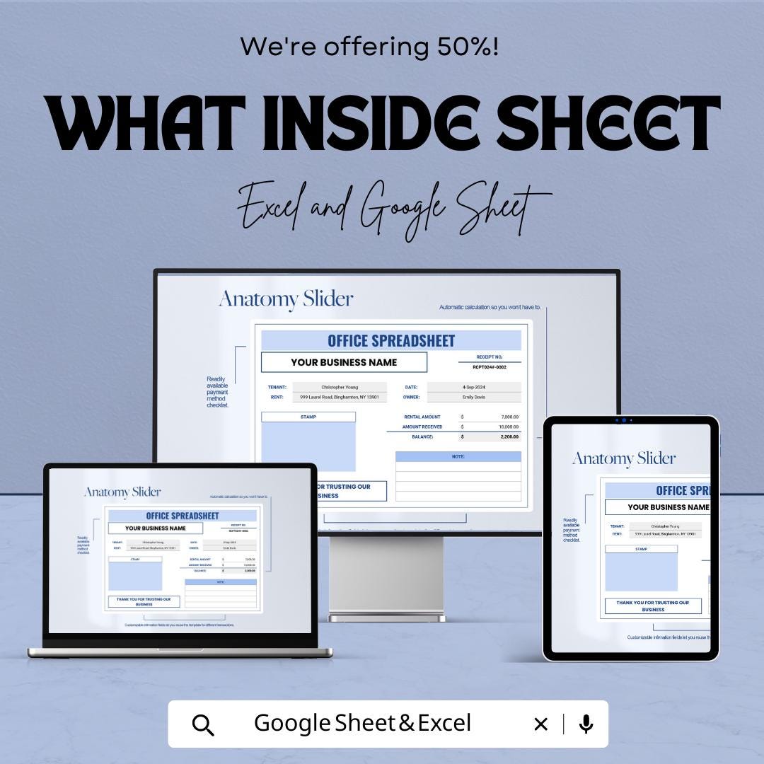 Office Spreadsheet Template | Business Receipt Tracker | Office Invoice & Payment Record Template | Small Business Spreadsheet