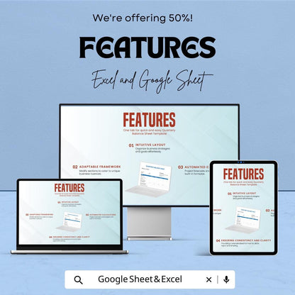 Quarterly Balance Sheet Template | Excel & Google Sheets | Business Finance Tracker | Editable Financial Statement | Instant Download