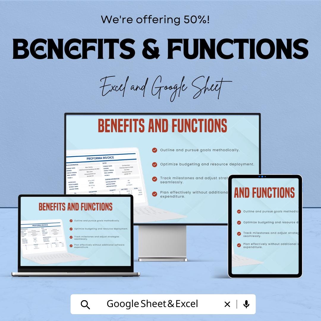 Proforma Invoice Template - Excel & Google Sheets - Professional Invoice Generator - Customizable Invoice Sheet - Business Invoice Template