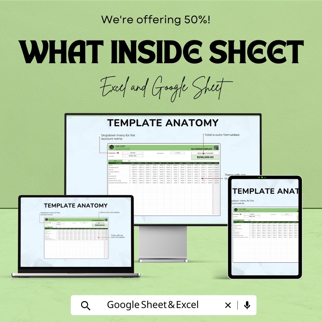 Tax Expenses Sheet | Excel & Google Sheet | Tax Tracking Template | Manage Business Expenses | Tax Preparation Tool | Financial Planner
