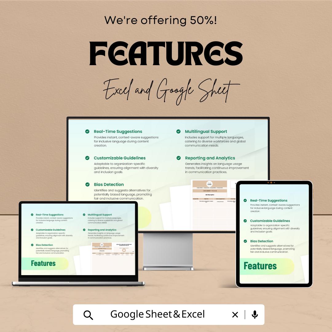 Inclusive Language Checker & Suggestion Tool | HR Template for Excel and Google Sheets | Bias Detection | Diversity and Inclusion Tool