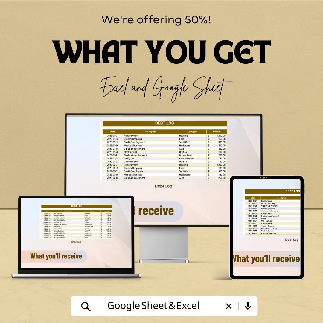 Debt Dashboard Excel Sheet | Budget Tracker | Monthly Debt Management Tracker | Excel & Google Sheets Template | Financial Planning