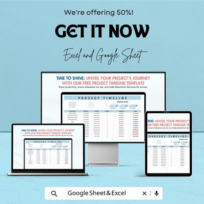 Project Timeline Template | Excel and Google Sheets | Task & Milestone Tracker | Project Schedule Planner | Instant Download