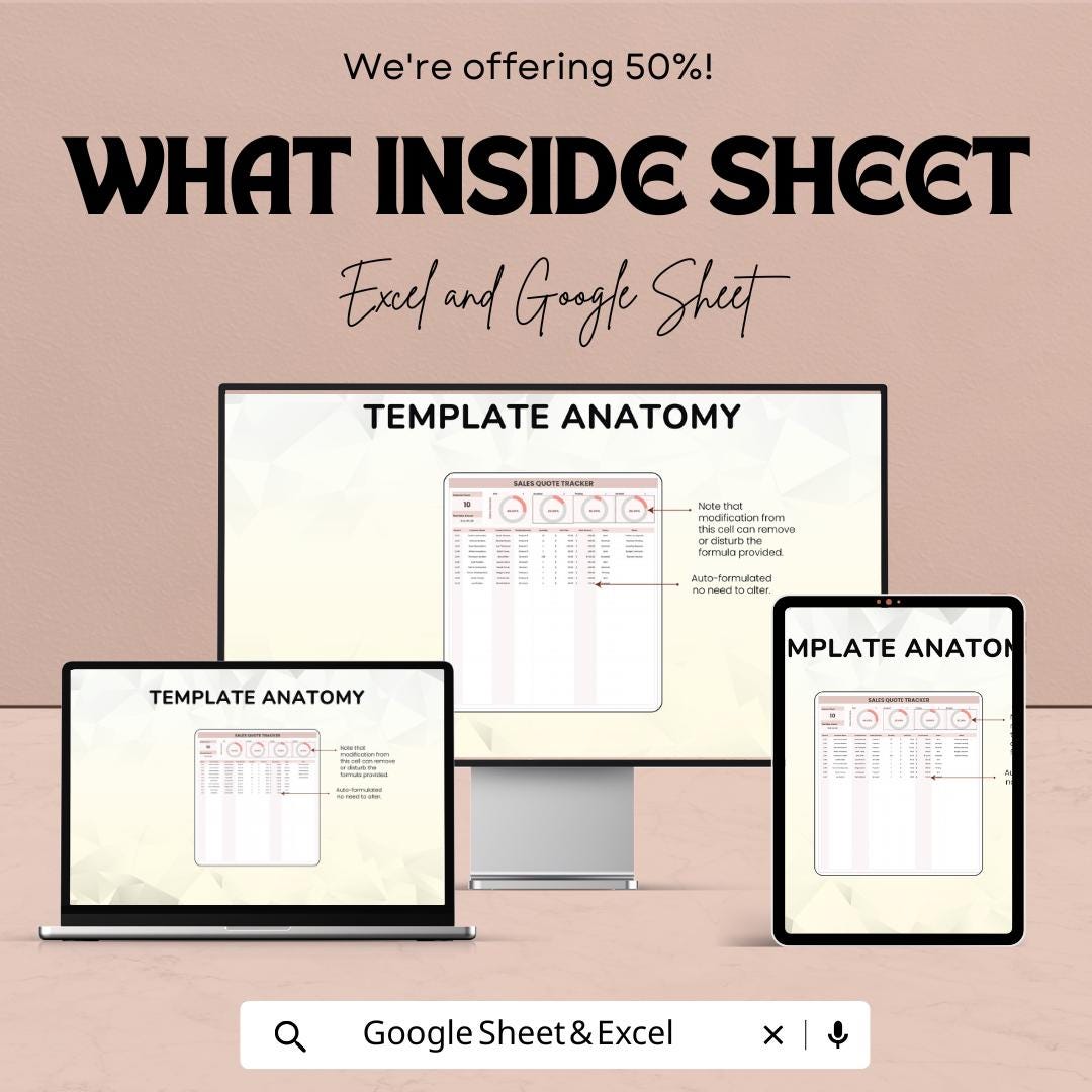 Sales Quote Tracker Sheet | Sales Quote Management | Excel & Google Sheets Template | Sales Performance Tracking | 50% Off