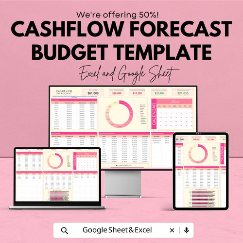 Cashflow Forecast Budget Template | Excel & Google Sheets | Cash Flow Planner | Budget Tracker Spreadsheet
