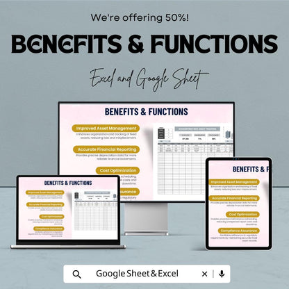 Accounting Fixed Asset Tracking Template | Asset Registry and Depreciation Sheet | Asset Management Log | Maintenance & Location Tracker