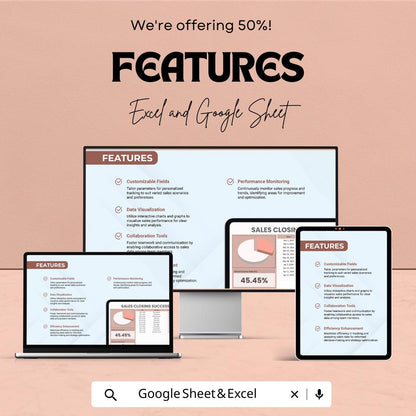 Sales Closing Success Rate Tracker Sheet - Excel & Google Sheets Template | Sales Performance Tracker | Close Rate Monitor for 2024
