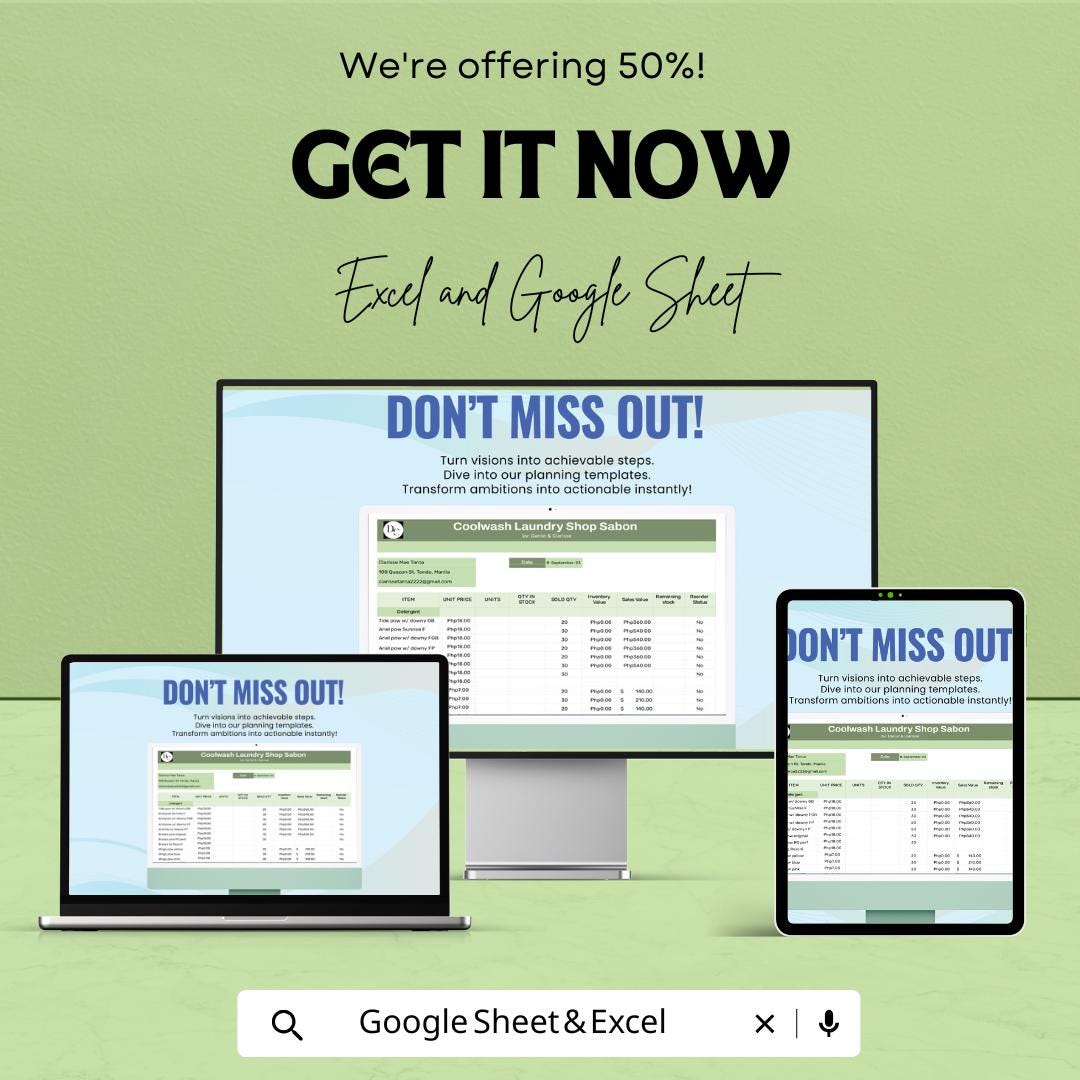 Sample Grocery Inventory Sheet - Excel & Google Sheets Template for Stock Management - Instant Download - 50% Off
