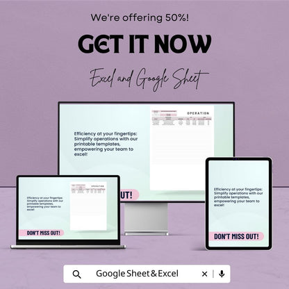 Printable Operation Template | Operations Tracker Spreadsheet | Daily Operations Planner | Excel & Google Sheets