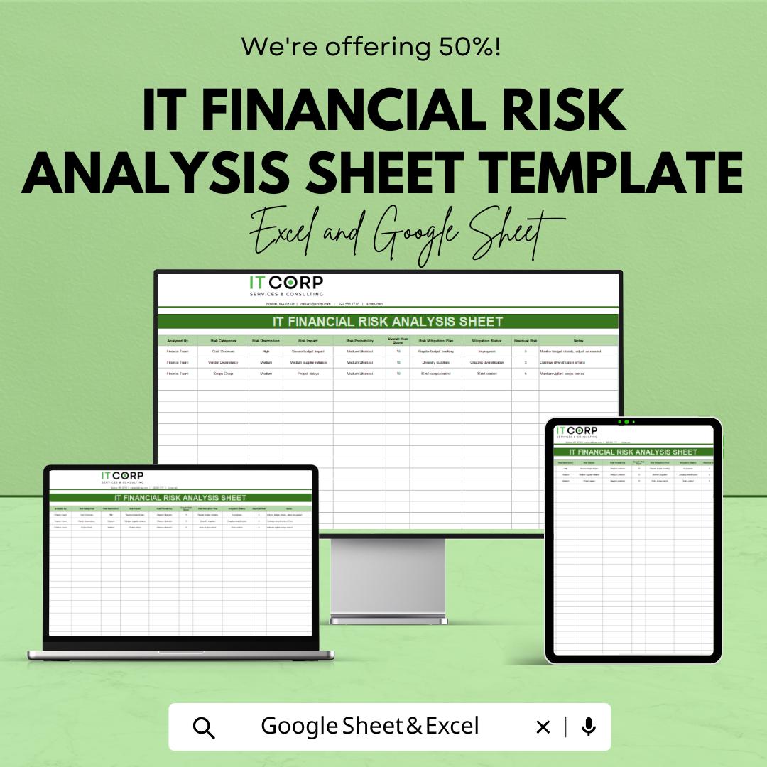 IT Financial Risk Analysis Sheet Template | Business Financial Risk Tracker | IT Risk Management Spreadsheet