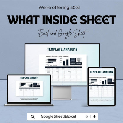 Accounts Receivable Aging Template | Receivables Tracker Spreadsheet | AR Aging Report Template | Invoice Aging Summary Sheet