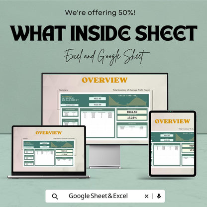 E-commerce Inventory Management Sheet | Excel and Google Sheets Template | Stock Control, Sales Tracking & Reports