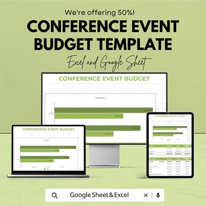 Conference Event Budget Template | Event Budget Planner | Event Expense Tracker | Conference Planning Spreadsheet | Budget Tracker