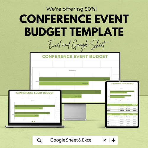 Conference Event Budget Template | Event Budget Planner | Event Expense Tracker | Conference Planning Spreadsheet | Budget Tracker