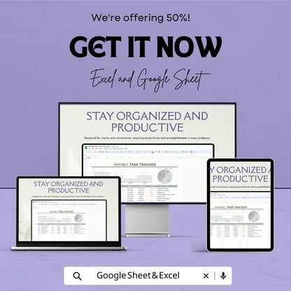 Printable Task Tracker Template Excel & Google Sheets | Project Management Spreadsheet | Daily Work Planner | Employee Task Log Dashboard