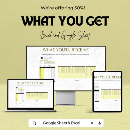 Construction Cleaning Bid Template | Construction Cleaning Estimate Template | Cleaning Service Bid sheet | Contractor Proposal Template