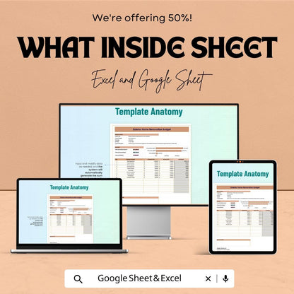 Exterior Home Renovation Budget Template | Excel & Google Sheets | Home Improvement Cost Planner | Remodeling Budget Spreadsheet