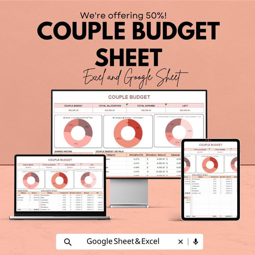 Couple Budget Sheet | Google Sheet - Monthly Budget Planner for Couples - Financial Management - Budgeting Tool for Couples |