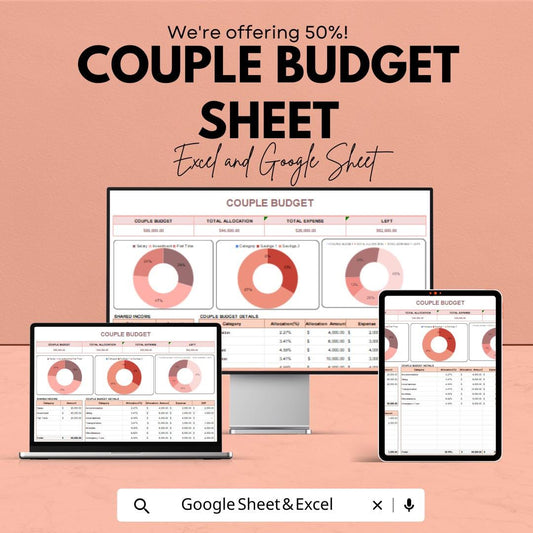 Couple Budget Sheet | Google Sheet - Monthly Budget Planner for Couples - Financial Management - Budgeting Tool for Couples |