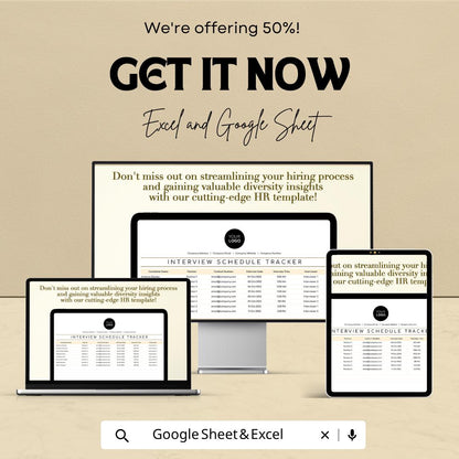 Interview Schedule Tracker Template | Recruitment Calendar Planner | Hiring Schedule Spreadsheet | Candidate Interview Tracker