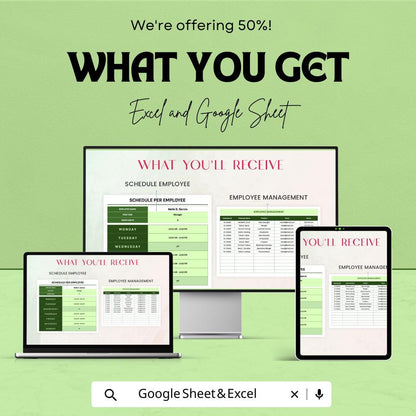Administration Staff Roster and Shift Schedule Template | Excel & Google Sheets | Employee Work Schedule | Staff Shift Planner