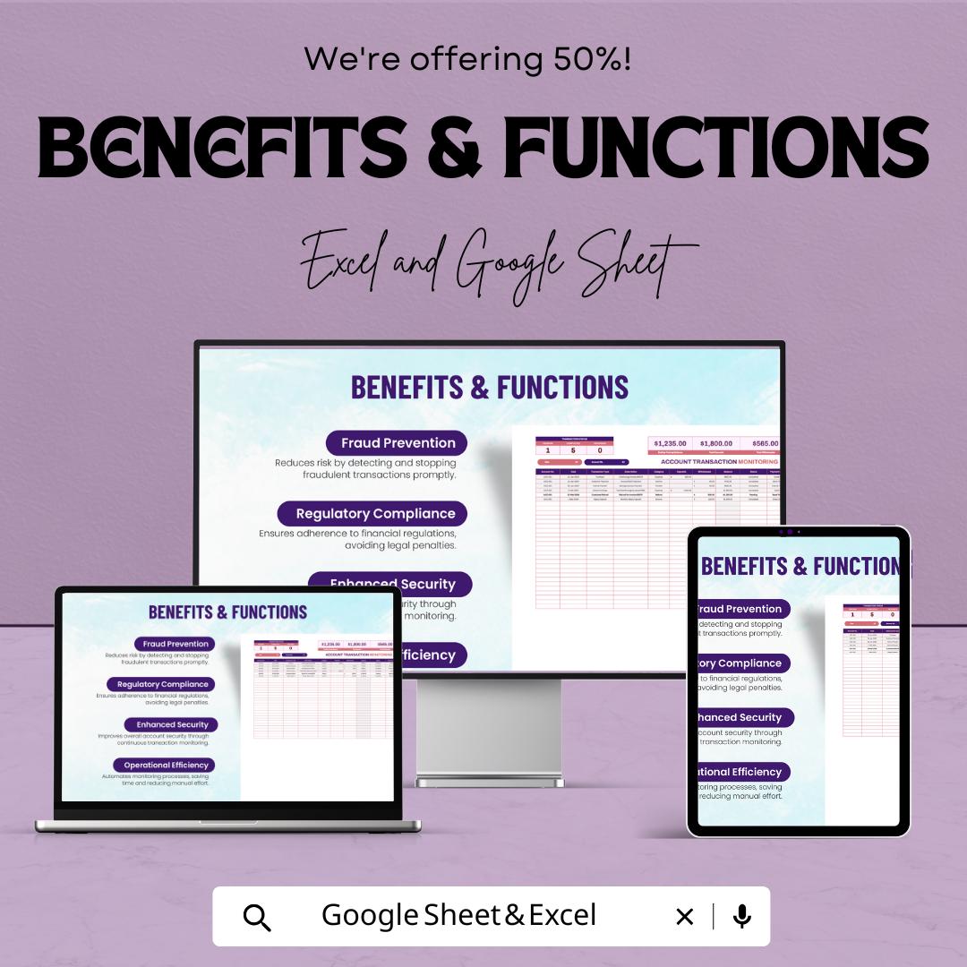 Account Transaction Monitoring Template | Financial Activity Log | Real-Time Account Tracking Spreadsheet | Audit & Compliance Tool