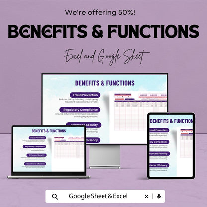 Account Transaction Monitoring Template | Financial Activity Log | Real-Time Account Tracking Spreadsheet | Audit & Compliance Tool