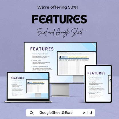 Employee Health and Safety Training Tracker | HR Safety Training Template | Excel & Google Sheets | Employee Compliance Record