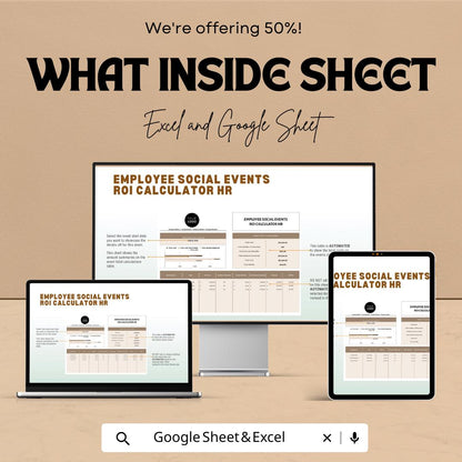Employee Social Events ROI Calculator HR Template | Excel & Google Sheets HR Analytics | Event Rol and Engagement Tracker
