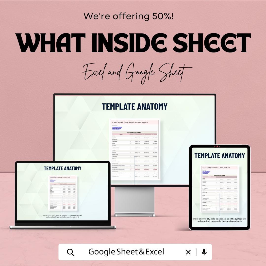 Proforma Financial Projection Template | Business Forecasting Sheet | Startup Financial Model | Revenue and Expense Forecast