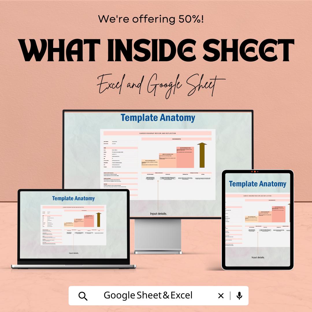 Career Roadmap Review and Reflection Template | Career Progress Tracker | Professional Self Assessment Planner | Career Growth Worksheet