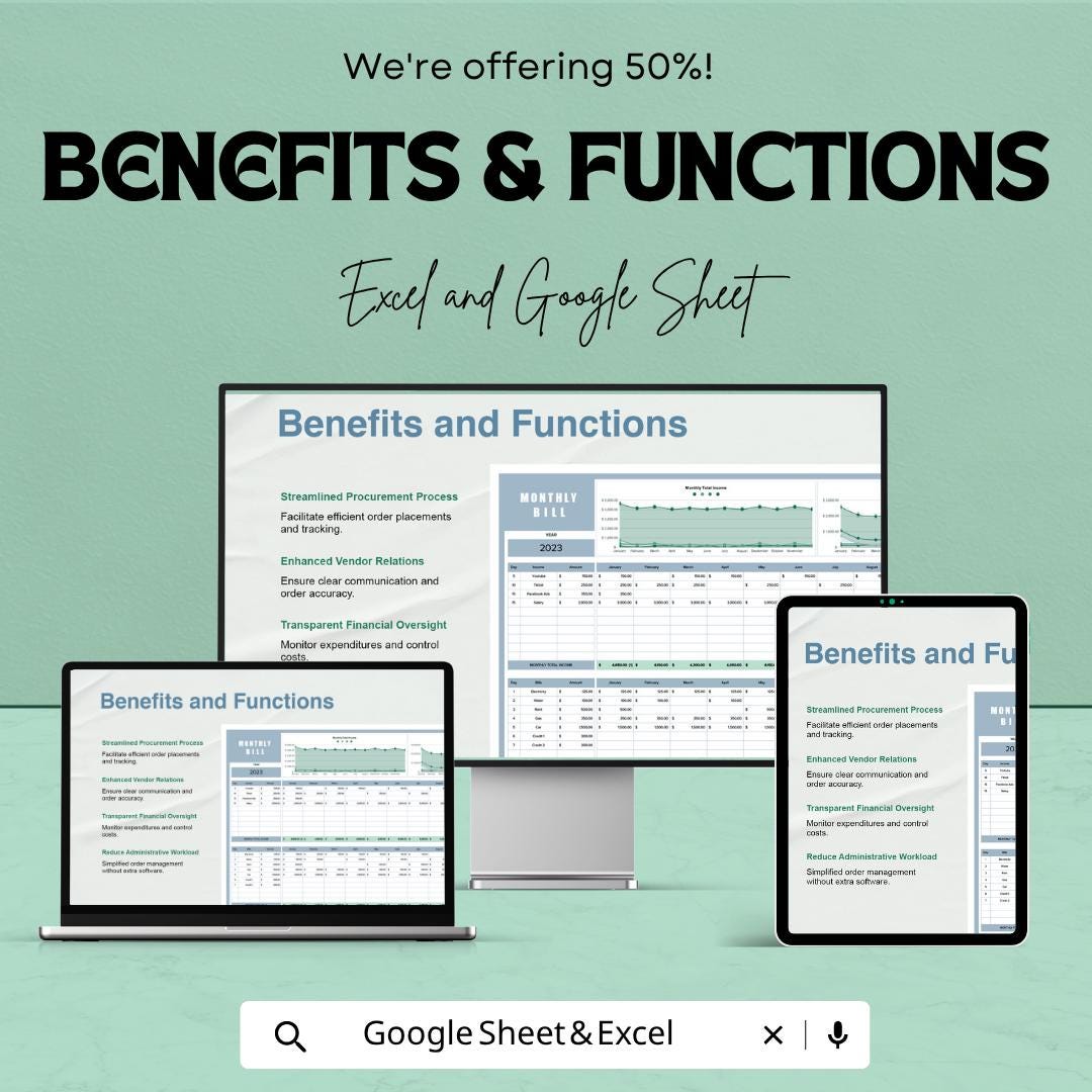 Monthly Bill Template | Monthly Bill Tracker Spreadsheet | Budget Planner Sheet | Expense Tracker Template | Excel & Google Sheets |