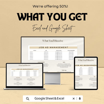 Job Ad Response Rate Tracker HR Sheet | Excel & Google Sheets | Hiring Funnel Analytics | Applicant Response Tracker | HR Dashboard KPI