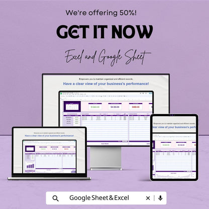 Business Tracker Template - Excel and Google Sheets - Track Sales, Expenses, Profits & Performance - 50% Off
