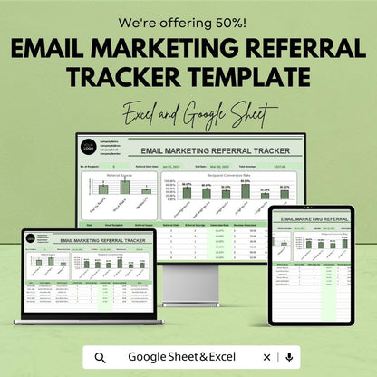 Email Marketing Referral Tracker Template | Subscriber Referral Analytics | Real-Time Referral Monitor | Email Marketing Tool