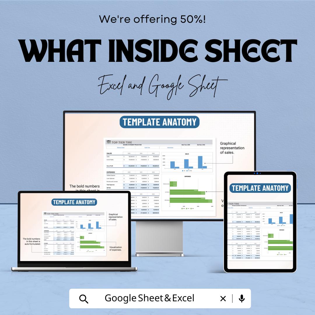 Company Financial Projections Template | Business Budget Planner | Income Statement, Cash Flow and Balance Sheet | Startup Finance Tool