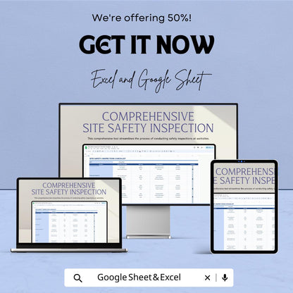 Site Safety Inspection Checklist Template | Construction Safety Audit Form | Workplace Safety Log | Editable Excel & Google Sheets