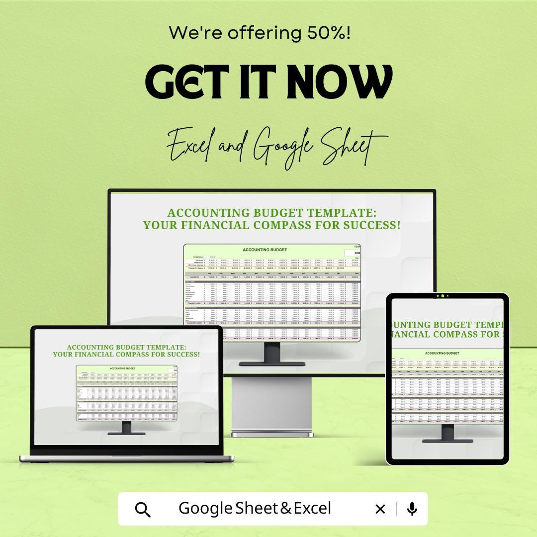 Accounting Budget Sheet – Excel and Google Sheet Template for Financial Management, Expense Tracking & Budgeting