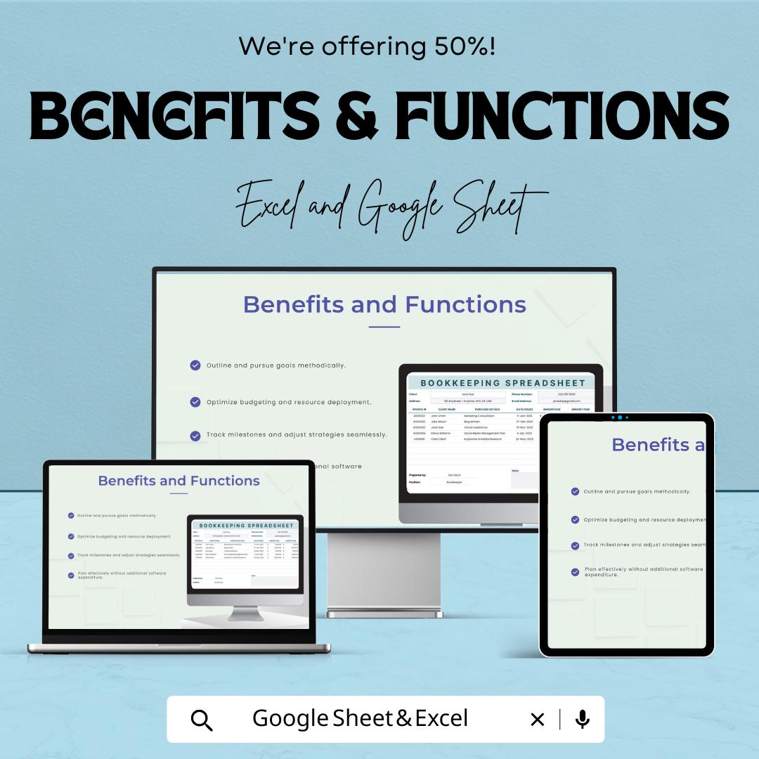 Bookkeeping Spreadsheet Template | Small Business Bookkeeping | Client Tracker | Invoice Tracker | Finance Spreadsheet | Accounting Template