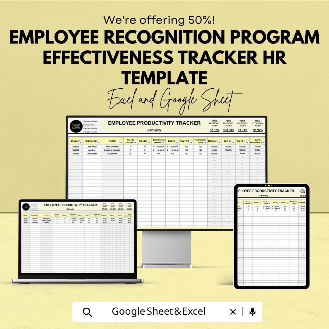 Employee Recognition Program Effectiveness Tracker | Employee Performance Tracker | Recognition Analysis Tool