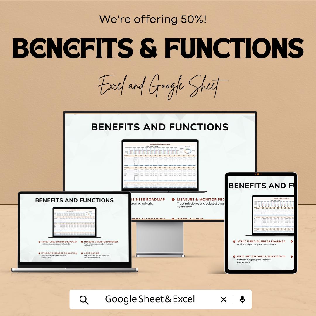 Business Income and Expenses Template,  Monthly Expense Tracker, Small Business Finance Spreadsheet, Profit and Loss Sheet