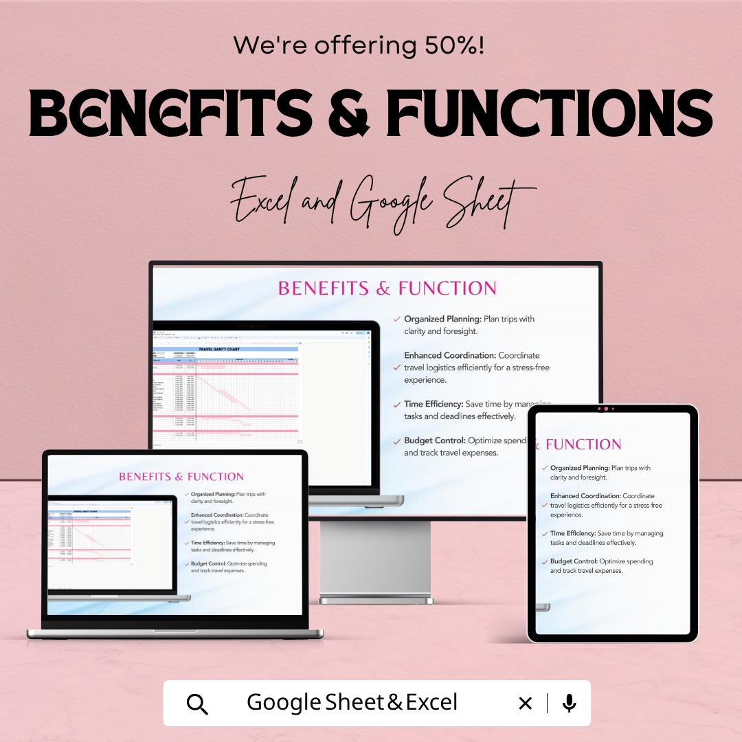 Travel Gantt Chart Template | Travel Planner Spreadsheet | Trip Itinerary Planner | Excel & Google Sheets | Vacation Planning Timeline