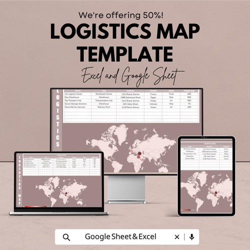 Logistics Map Template Excel & Google Sheets | Supply Chain Tracker | Shipping Route Planner | Warehouse Distribution Map