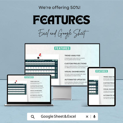 Administration Sales Forecast Template | Sales Forecast Spreadsheet | Business Sales Planner Template | Excel & Google Sheets |