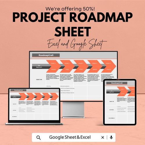 Project Roadmap Template – Editable Excel and Google Sheet | Timeline & Milestone Tracker | Instant Download