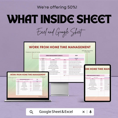 Work From Home Time Management Template | Daily Weekly Monthly Planner |  Productivity Tracker | Remote Work Schedule Planner