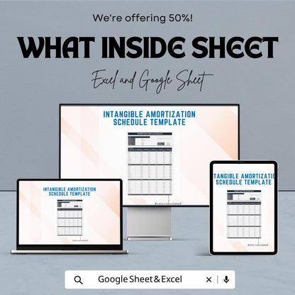 Intangible Amortization Schedule Template | Asset Amortization Tracker | Excel & Google Sheets