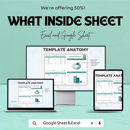 Pricing Calculator Sheet for Material & Labor Cost | Excel and Google Sheet Template | Event Planning, Budgeting, and Cost Estimation